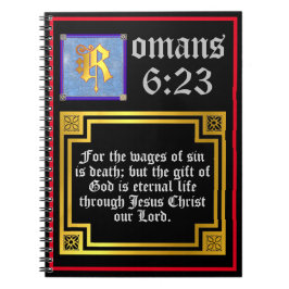 Romans 623 Gold Letter Eternal Life Bible Verse Notizblock