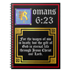 Romans 623 Gold Letter Eternal Life Bible Verse Notizblock