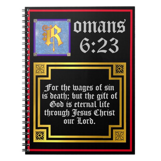 Romans 623 Gold Letter Eternal Life Bible Verse Notizblock (Vorderseite)