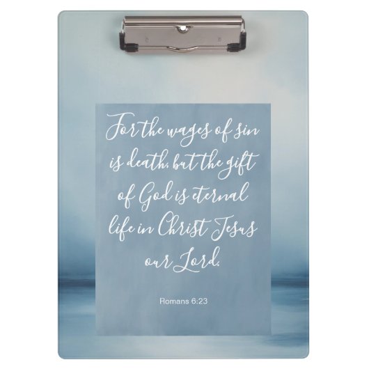 Romans 6:23 Bible Verse Image Spiral Notebook Klemmbrett (Vorderseite)