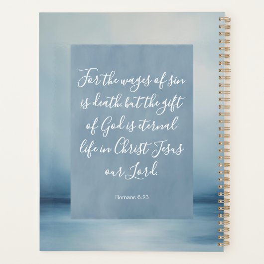 Romans 6:23 Bible Verse Image Spiral Notebook Planer (Rückseite)