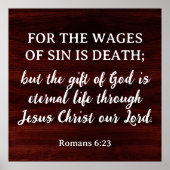 Romans 6:23 King James Bible Rustikale Inspiration Poster (Vorne)