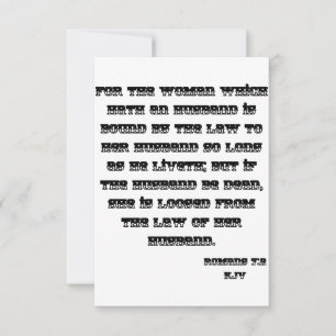 Romans 7:2 KJV Bible Scripting Grußkarte Karte