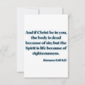 Romans 8:10 KJV Bible Scripture Grußkarte Karte (Vorderseite)