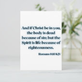 Romans 8:10 KJV Bible Scripture Grußkarte Karte (Stehend Vorderseite)
