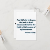Romans 8:10 KJV Bible Scripture Grußkarte Karte (Vorderseite/Rückseite Beispiel)