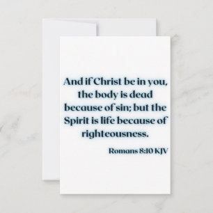 Romans 8:10 KJV Bible Scripture Grußkarte Karte