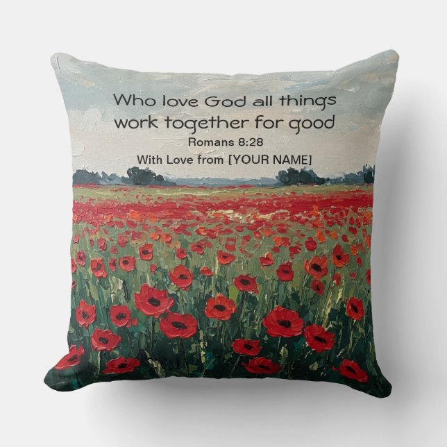 Romans 8:28 Personalized Christian Throw Pillow Kissen (Vorderseite)