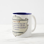 Romans 8:28 Shield Christian Coffee Mug Zweifarbige Tasse (VorderseiteRechts)