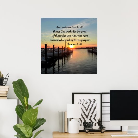 ROMANS 8:28 SONNENSET FOTO DESIGN POSTER (Heimbüro)