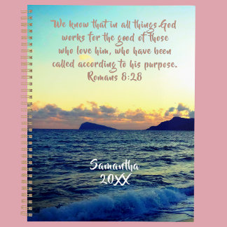 Romans 8:28 Soothing Sunset Christian Faith Planer