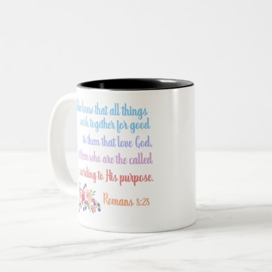 Romans 8 Bibelverse Design Zweifarbige Tasse (Vorderseite Links)