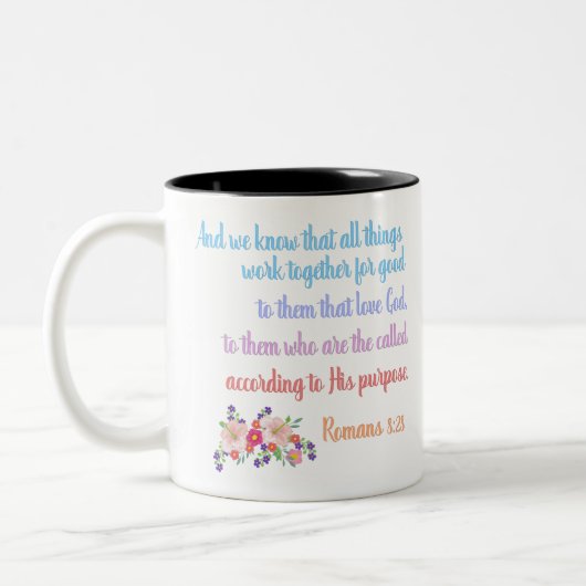 Romans 8 Bibelverse Design Zweifarbige Tasse (Links)