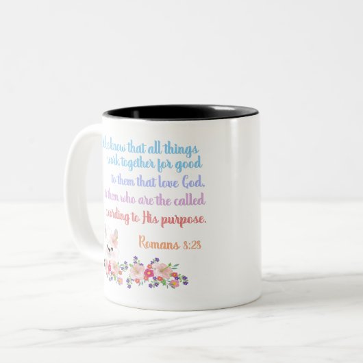 Romans 8 Bibelverse Design Zweifarbige Tasse (Vorderseite Links)