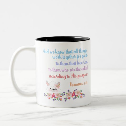 Romans 8 Bibelverse Design Zweifarbige Tasse (Links)