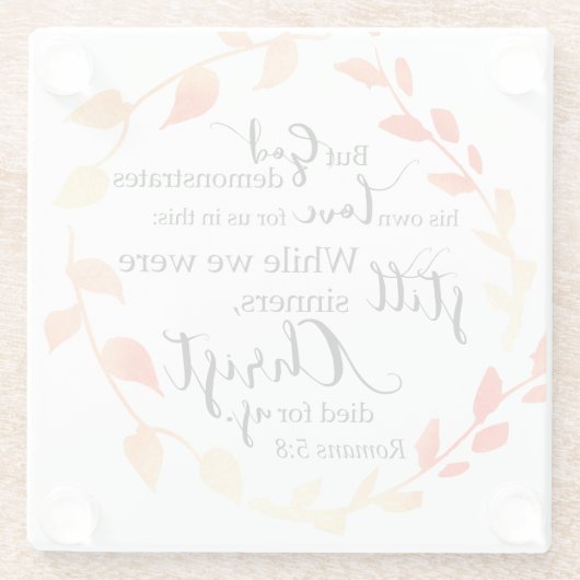 Romans Bibel Zitat Christ Faith-based Fall Wreath Glasuntersetzer (Rückseite)