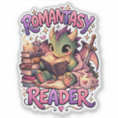 Romantasy Dragon Reader Custom-Cut Vinyl Sticker (Vorderseite)