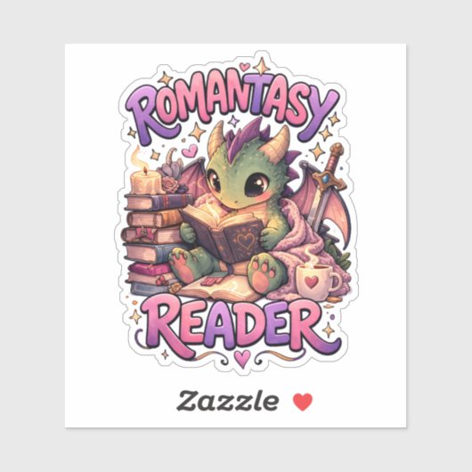 Romantasy Dragon Reader Custom-Cut Vinyl Sticker (Blatt)