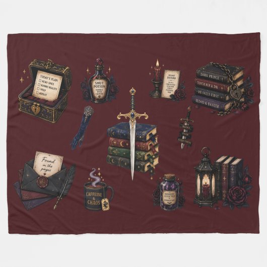 Romantasy, Koffein und Chaos Fleecedecke (Vorderseite (Horizontal))