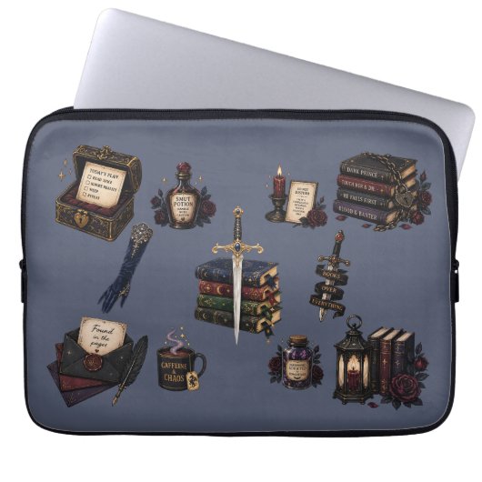 Romantasy, Koffein und Chaos Laptopschutzhülle (Vorderseite)