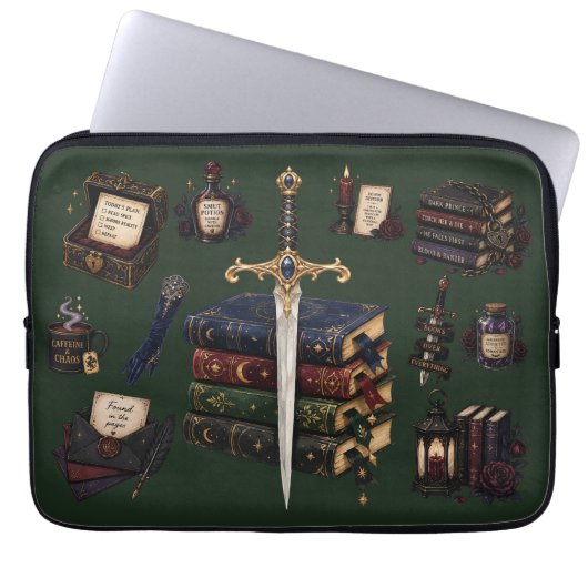 Romantasy, Koffein und Chaos Laptopschutzhülle (Vorderseite)