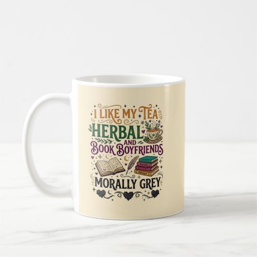 Romantasy Mädchen Moralisch Grauer Buchfreund Kaffeetasse (Links)