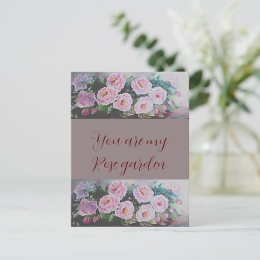 Romantc PINK WILD ROSE, DIE POSTCARD MALEN Postkarte (Stehend Vorderseite)