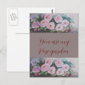 Romantc PINK WILD ROSE, DIE POSTCARD MALEN Postkarte (Vorne/Hinten)