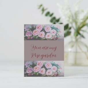 Romantc PINK WILD ROSE, DIE POSTCARD MALEN Postkarte