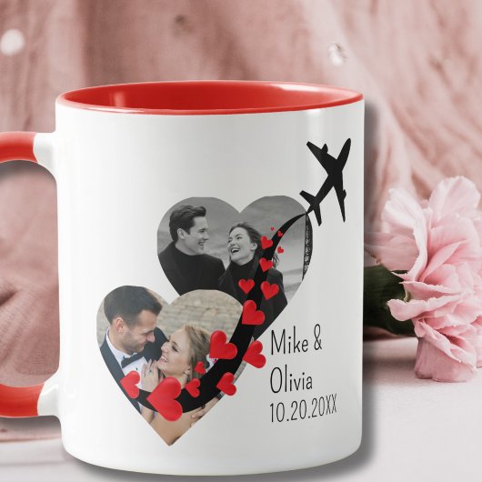 Romantic 2 Photos Airplane Elegant Wedding custom Tasse