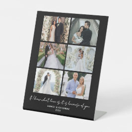 Romantic 6 Photo Collage Valentine’s Day Black Sockelschild