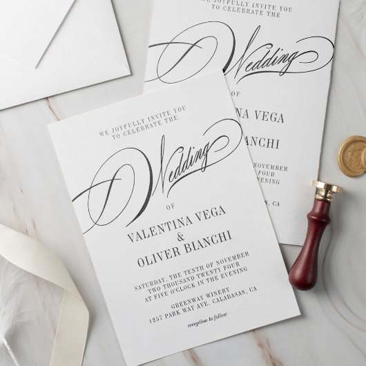 Romantic and Elegant Calligraphy Wedding Einladung