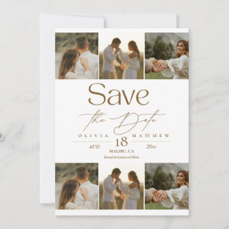 Romantic and Elegant Photo Collage Wedding Save The Date