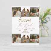 Romantic and Elegant Photo Collage Wedding Save The Date (Stehend Vorderseite)