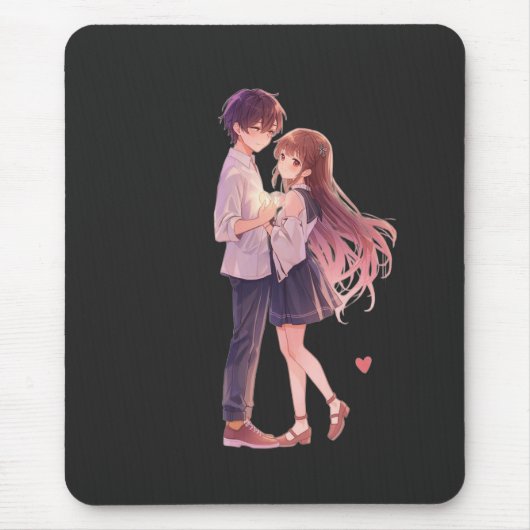 Romantic Anime Couple - Cute Aesthetic Lovers Art Mousepad (Vorne)