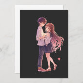Romantic Anime Couple - Cute Aesthetic Lovers Art Save The Date (Vorne/Hinten)