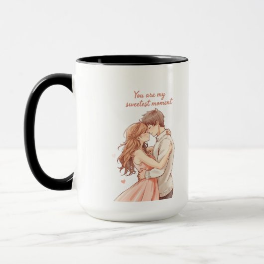 Romantic Anime Couple - Sweet Valentine Moment Tasse (Links)