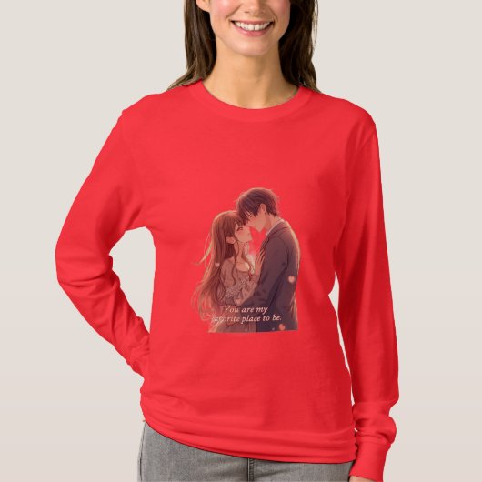 Romantic Anime Couple - Valentine's Day Aesthetic T-Shirt (Vorderseite)
