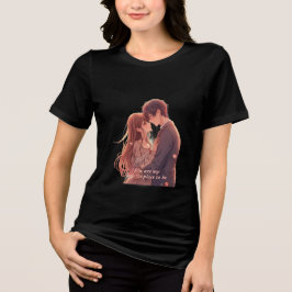 Romantic Anime Couple - Valentine's Day Aesthetic Tri-Blend Shirt