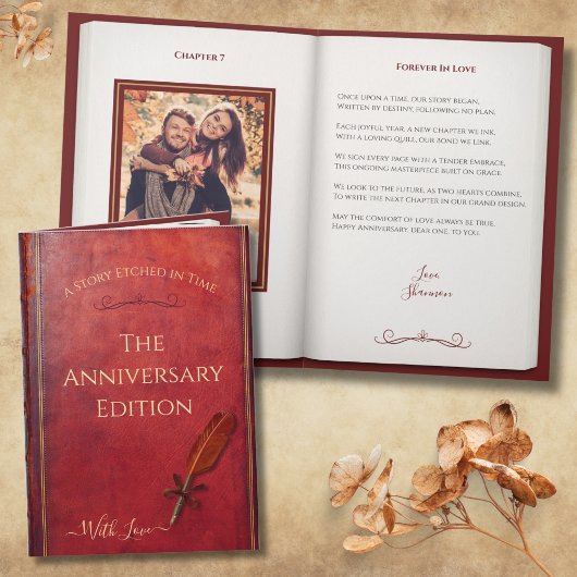 Romantic Anniversary Poem Storybook Couple Photo Karte