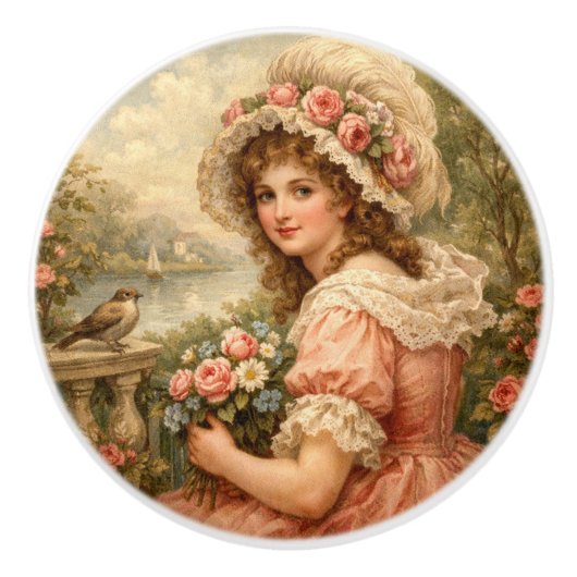 Romantic Antique Art for Drawer & Cabinet Knobs Keramikknauf (Vorderseite)
