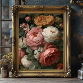 Romantic Antique Dark Moody Floral Art Print Poster