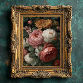 Romantic Antique Dark Moody Floral Art Print Poster