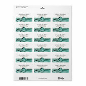Romantic Aqua Blue Bow Wedding Label Adressaufkleber (Vorne)