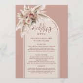 Romantic Arch Pastel Pink Pampas Sage Floral Menu Menükarte (Vorderseite)