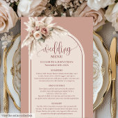Romantic Arch Pastel Pink Pampas Sage Floral Menu Menükarte