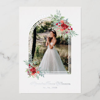 Romantic Arch Spanish Quinceañera Photo Floral Folieneinladung