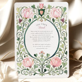 Romantic Art Nouveau Pink Peony Wedding Einladung