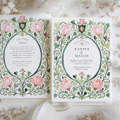 Romantic Art Nouveau Pink Peony Wedding Einladung