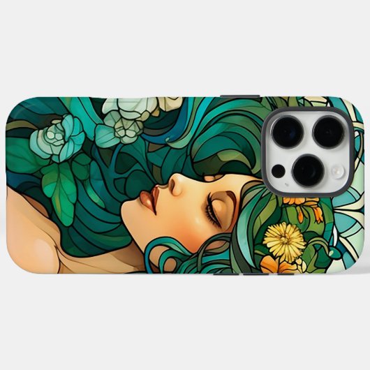Romantic Art Nouveau Woman Case-Mate iPhone Hülle (Rückseite (Horizontal))